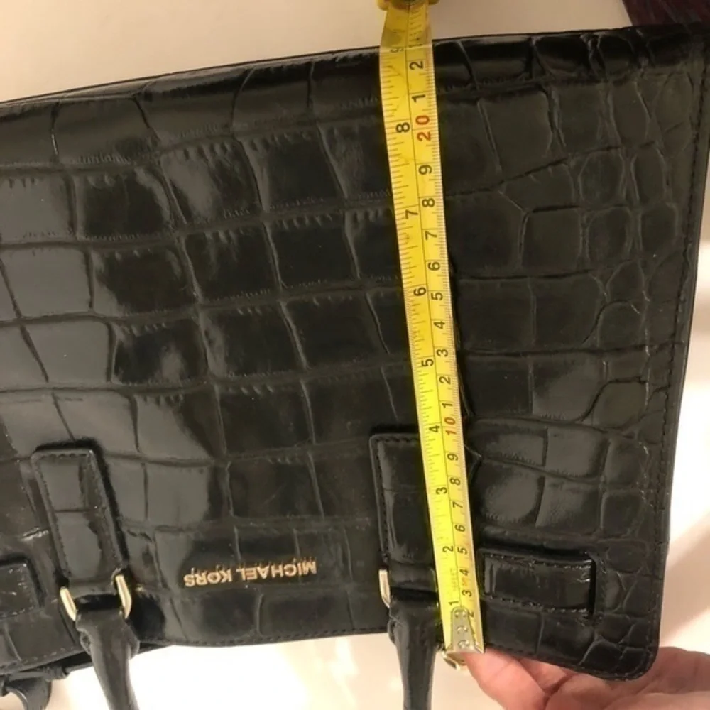 MICHAEL KORS black embossed leather tote bag
